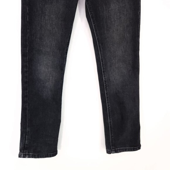 7 For All Mankind The Straight Jeans Women’s 10 Low Rise Black Denim Whiskered - Picture 7 of 13